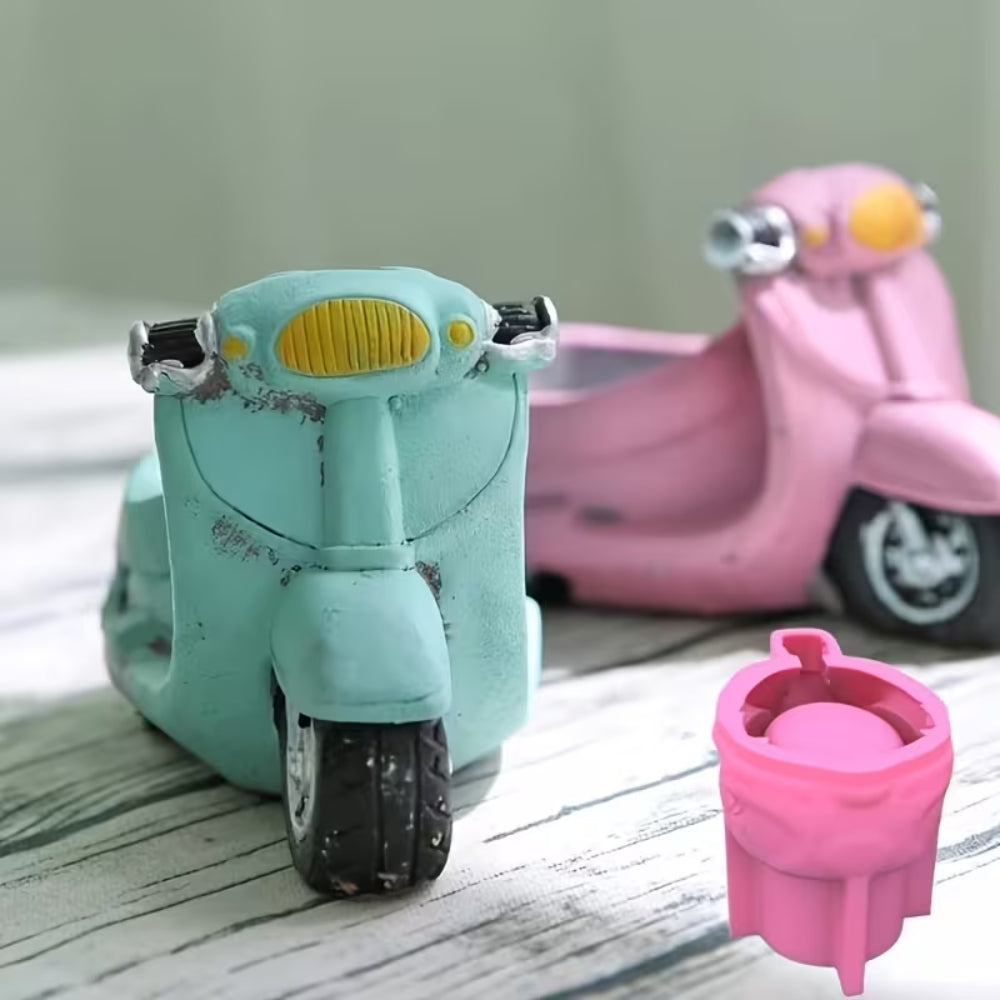 Artificial Flower Bonsai in Vintage Scooter Cement Planter